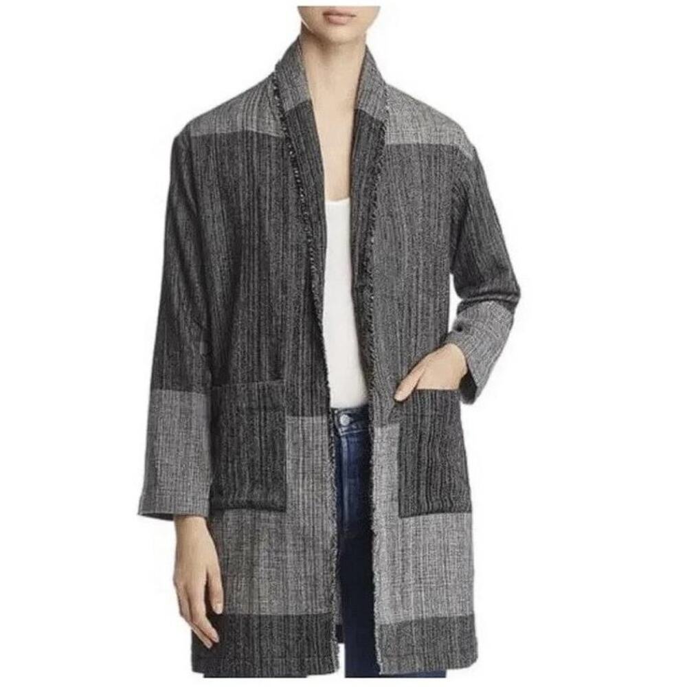 EILEEN FISHER Women's Organic Cotton Hazy Blocks Jacket Size XXS/XS